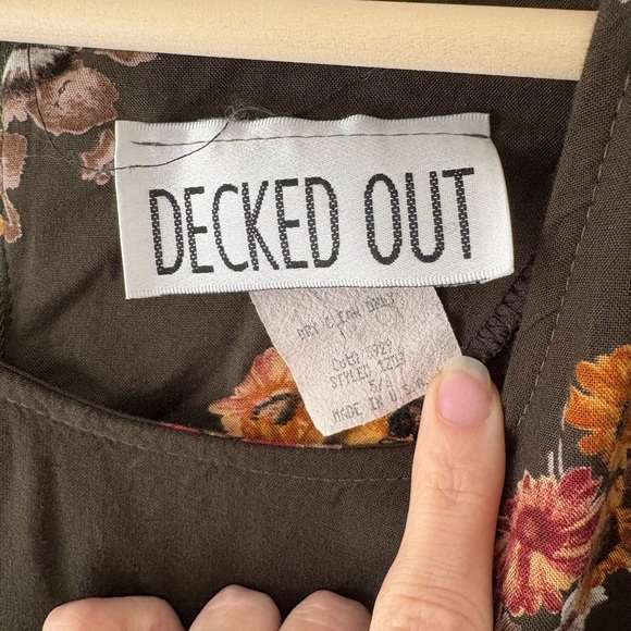 90s Y2K Vintage Olive Floral Maxi Dress Grunge CottageCore Boho M - Picture 2 of 3